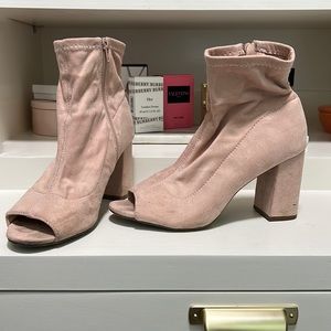 Pink suede booties